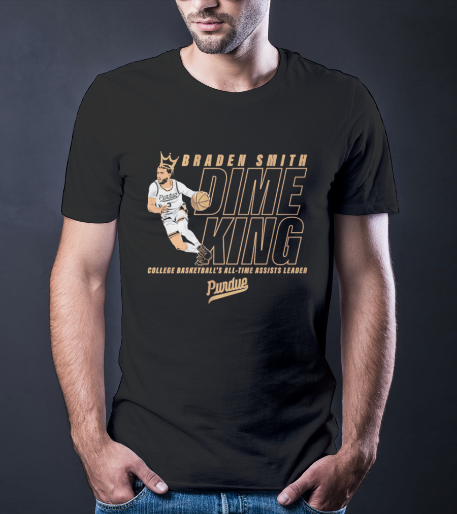 Braden Smith Dime King College Basketball's All Time Assists Leader Purdue T-Shirt