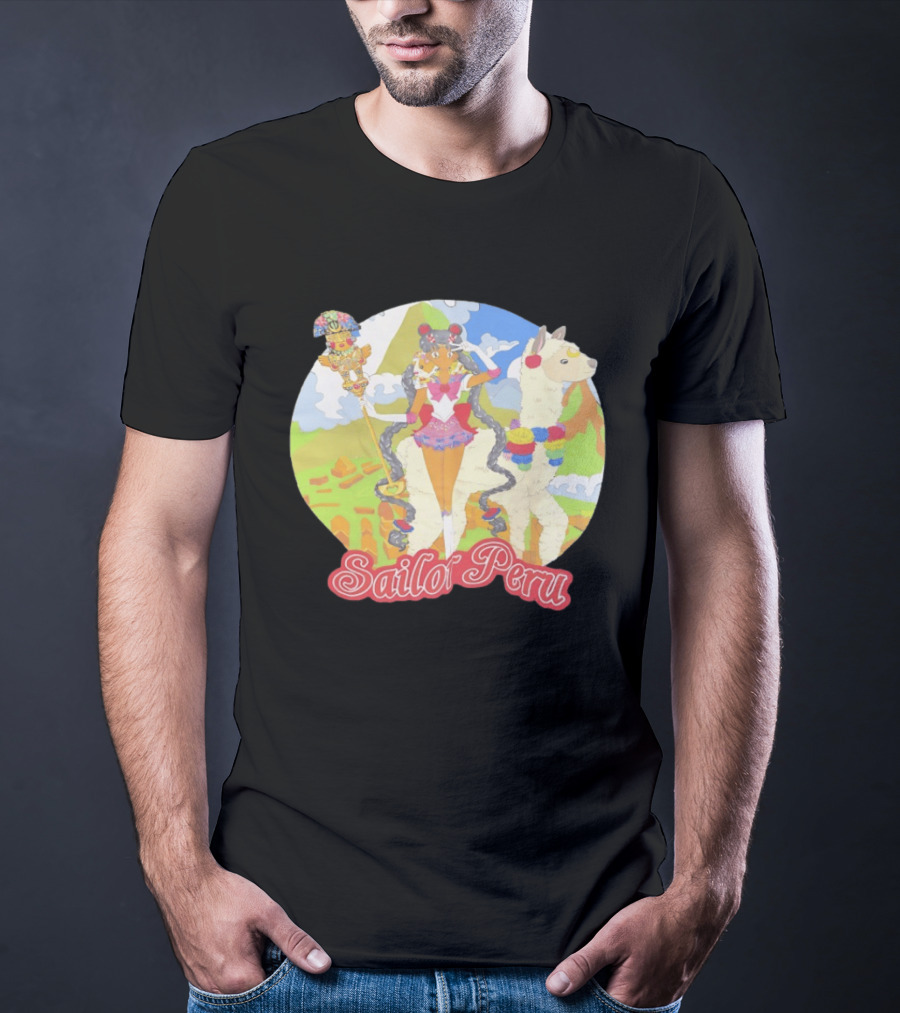 Sailor Moon Sailor Peru Anime Crossover With Llama And Traditional Peruvian T-Shirt