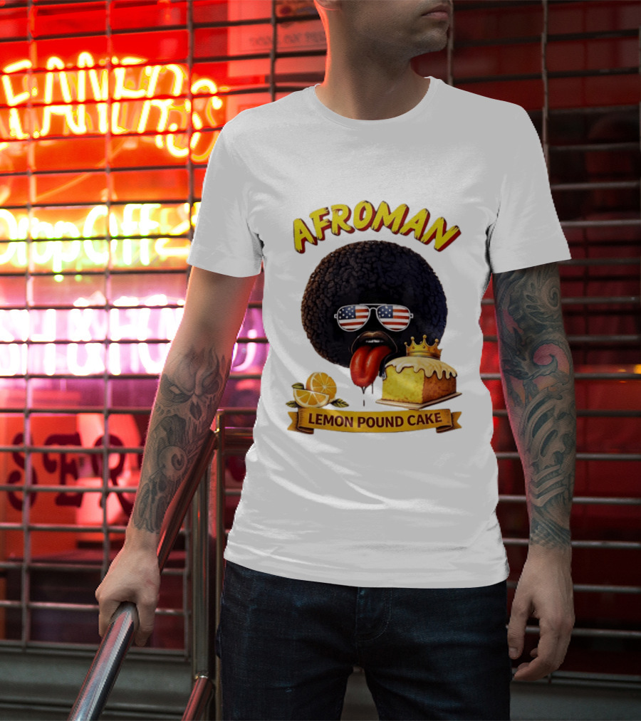 Afroman Lemon Pound Cake Sunglasses Tongue Crown Lemons T-Shirt