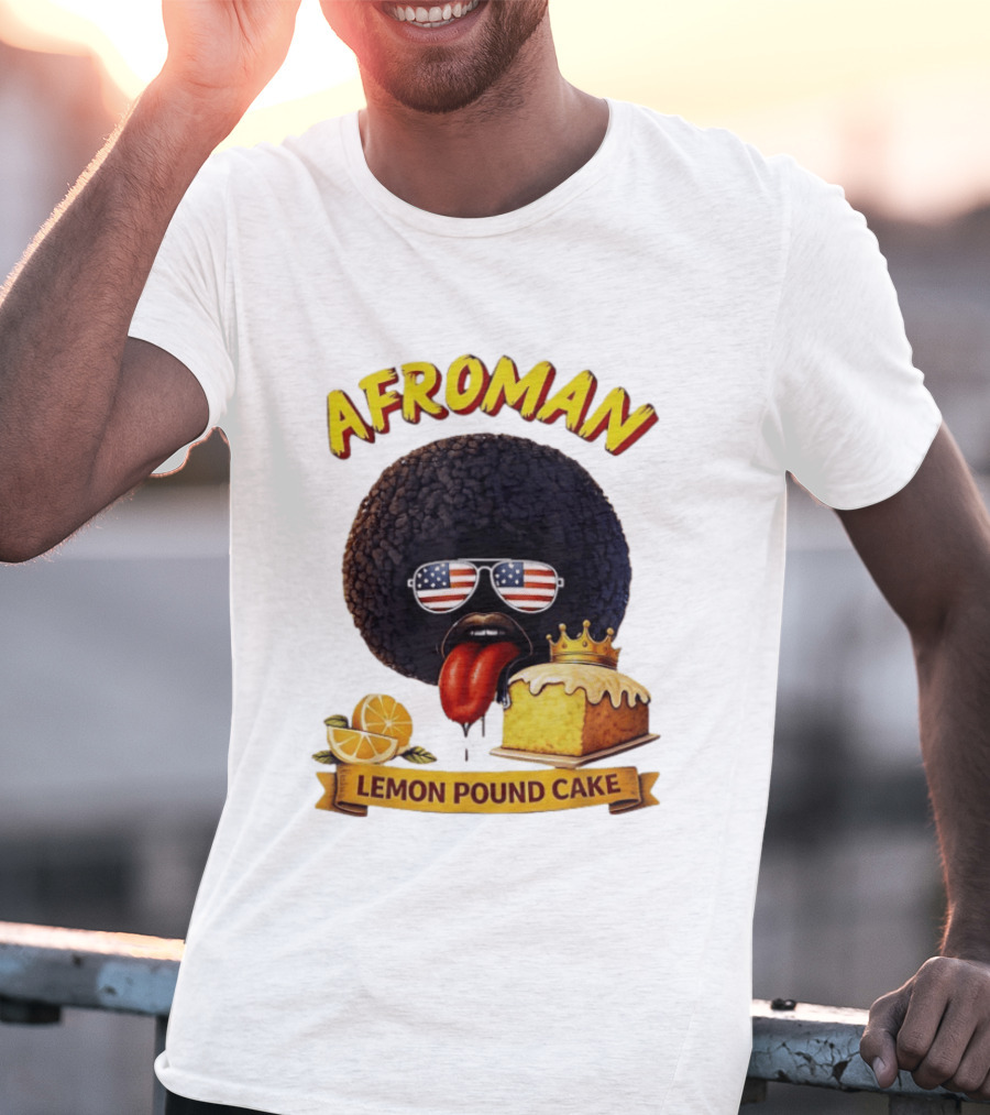 Afroman Lemon Pound Cake Sunglasses Tongue Crown Lemons T-Shirt