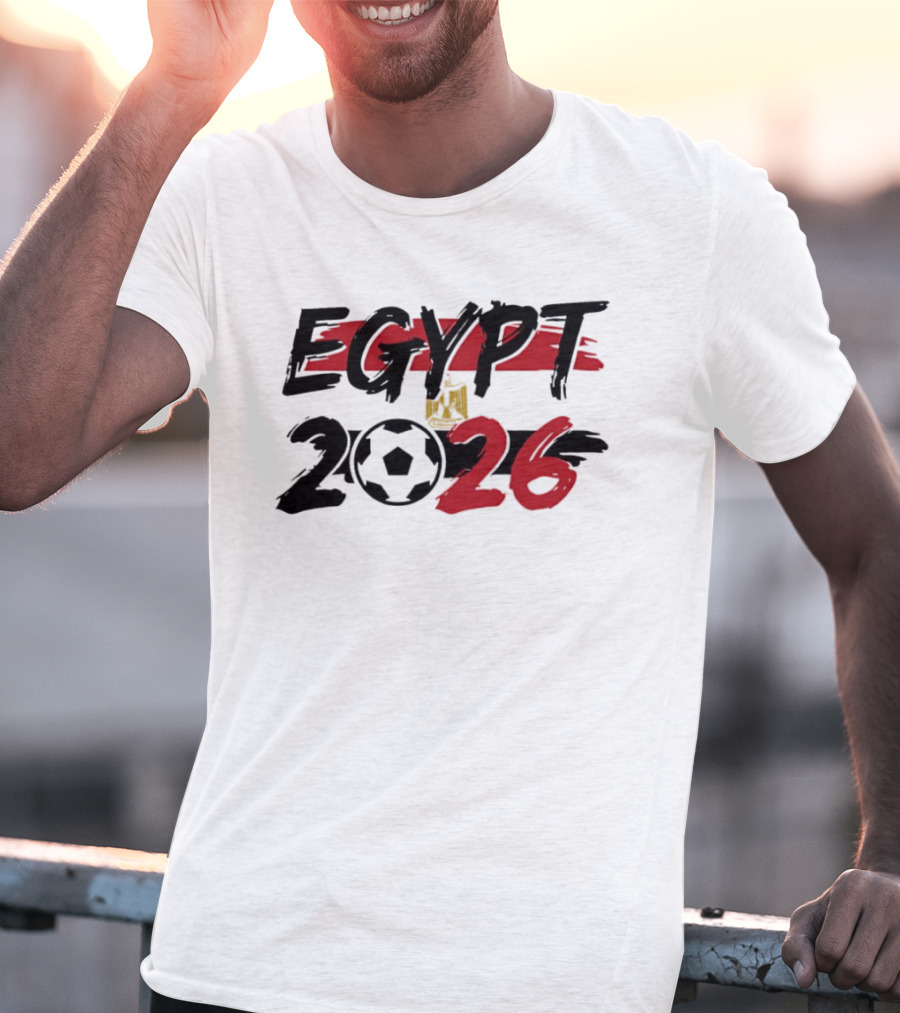 Egypt 2026 World Cup Soccer Emblem And Flag T-Shirt
