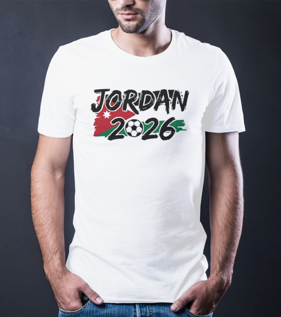 Jordan 2026 World Cup Soccer Team Flag Map Football T-Shirt