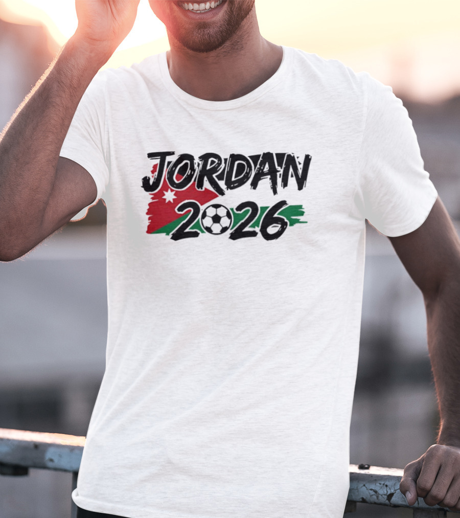 Jordan 2026 World Cup Soccer Team Flag Map Football T-Shirt