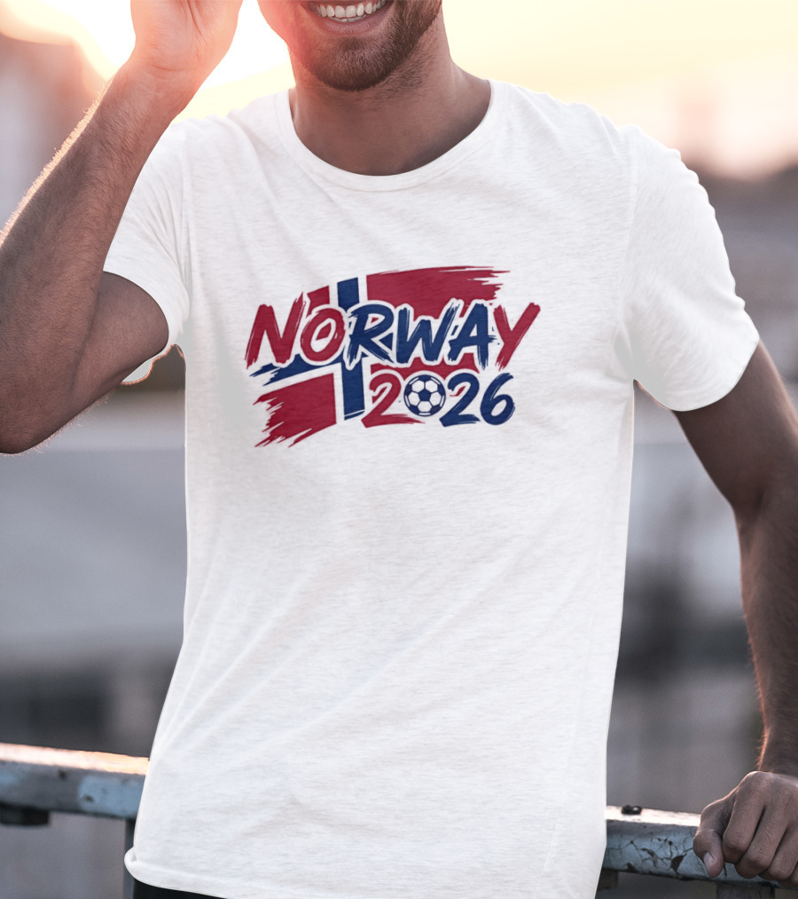 Norway 2026 Soccer National Team Flag Style Soccer Ball T-Shirt