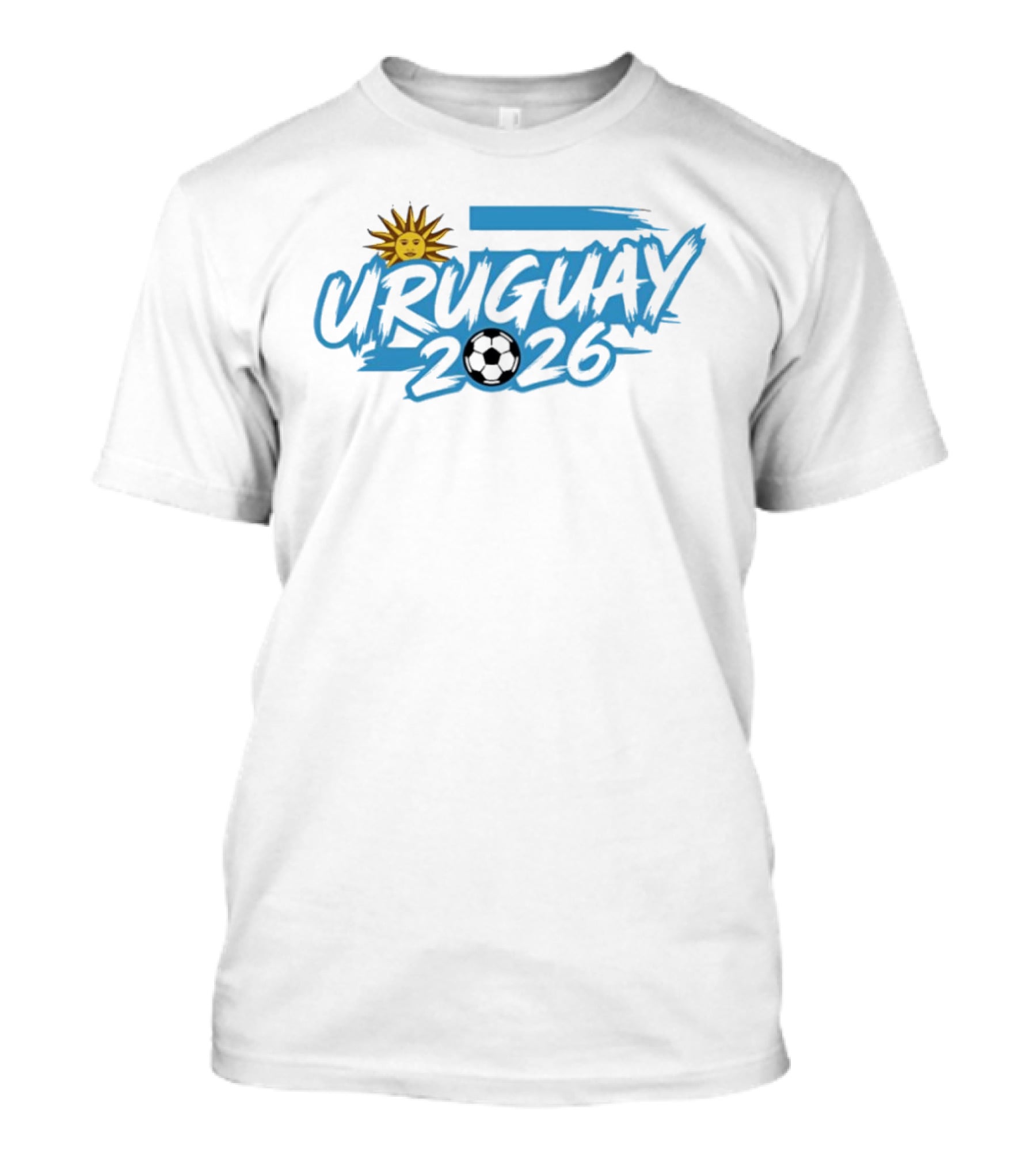 Uruguay 2026 Sun And Soccerball Icon With Blue Brushstroke T-Shirt