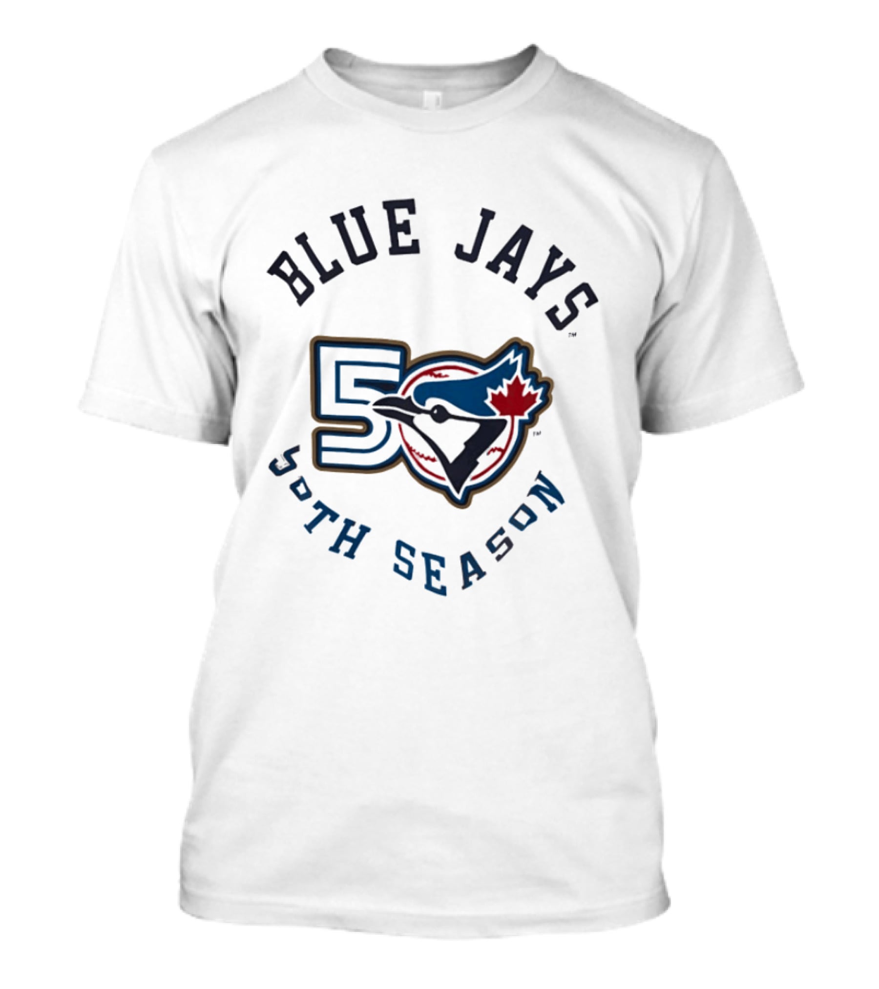 Blue Jays 50th Season Anniversary Retro Logo With Maple Leaf And Baseball T-Shirt