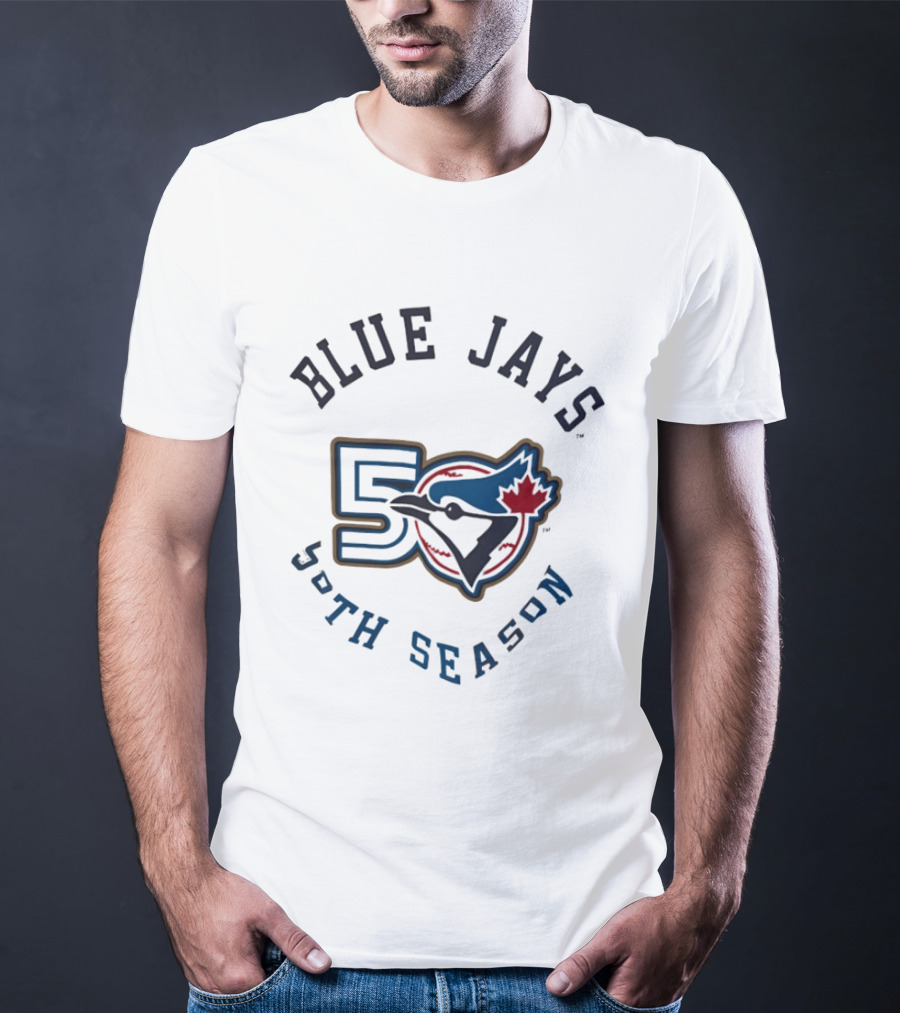 Blue Jays 50th Season Anniversary Retro Logo With Maple Leaf And Baseball T-Shirt