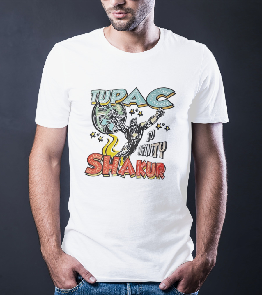 Tupac Shakur To Infinity Comic Style Superhero Image T-Shirt