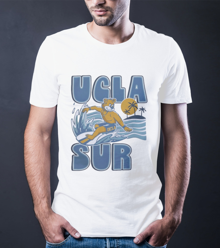 UCLA Joe Bruin Surfing Waves With Palm Trees And Sun T-Shirt