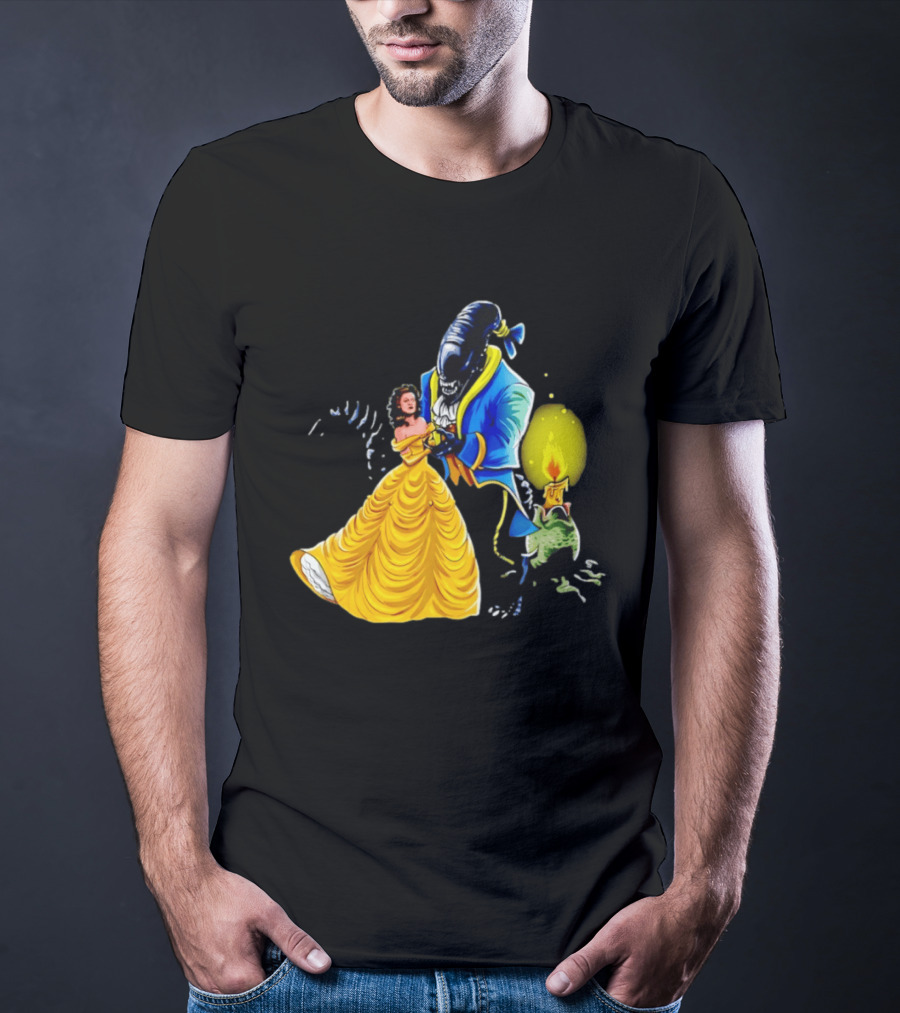 Belle Beauty And The Xenomorph Alien Monster Dance Candelabra T-Shirt