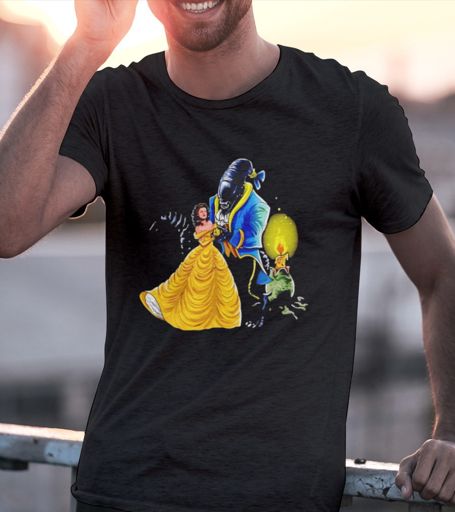 Belle Beauty And The Xenomorph Alien Monster Dance Candelabra T-Shirt