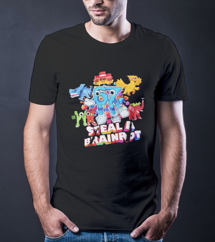 Steal A Brainrot 67 Blocks Colorful Characters T-Shirt