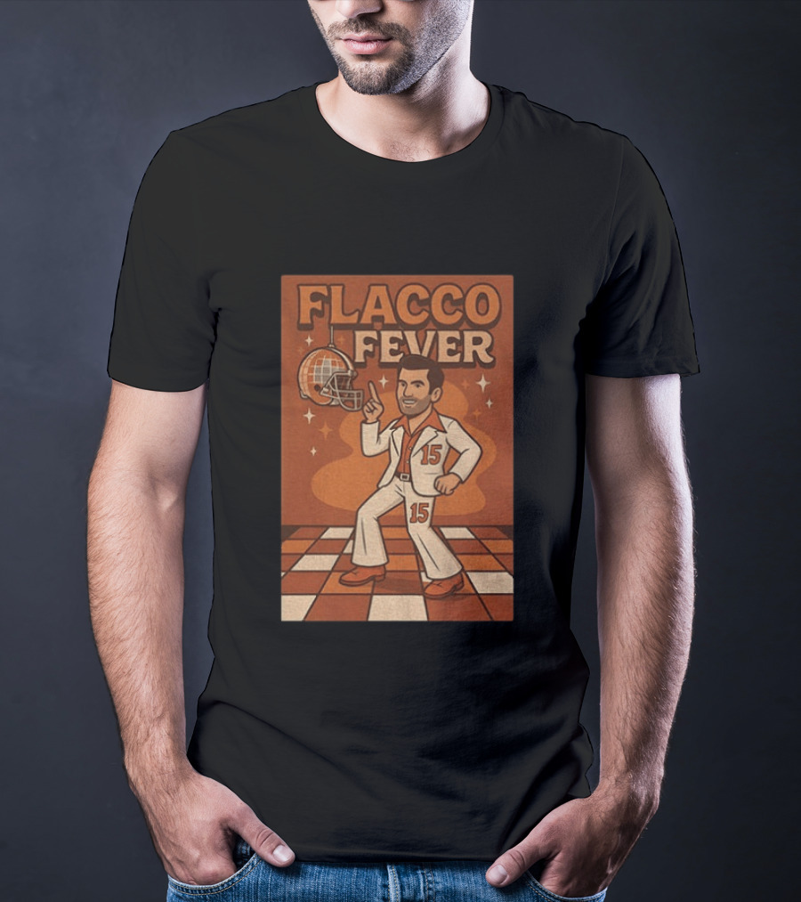 Flacco Fever Cleveland Browns 15 Football Retro Disco T-Shirt