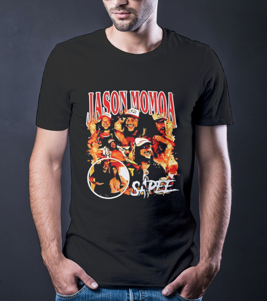 Jason Momoa Sapee Blazing Fire Faces T-Shirt