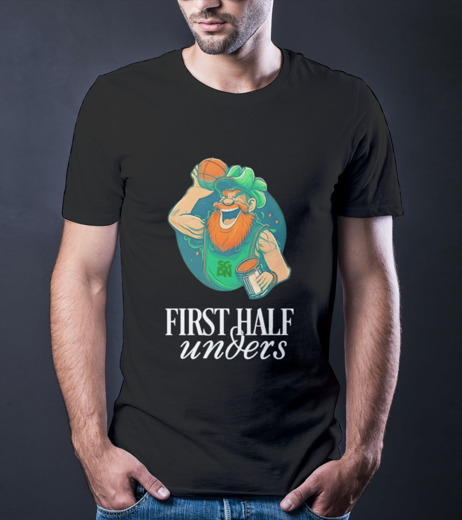 Leprechaun First Half Unders Basketball Beer T-Shirt