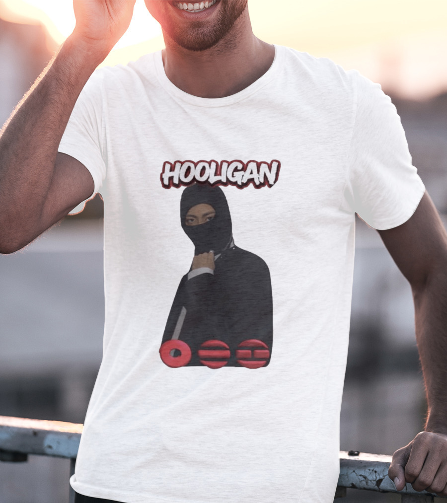 Hooligan Masked Style With BTS Concert Red Accents T-Shirt