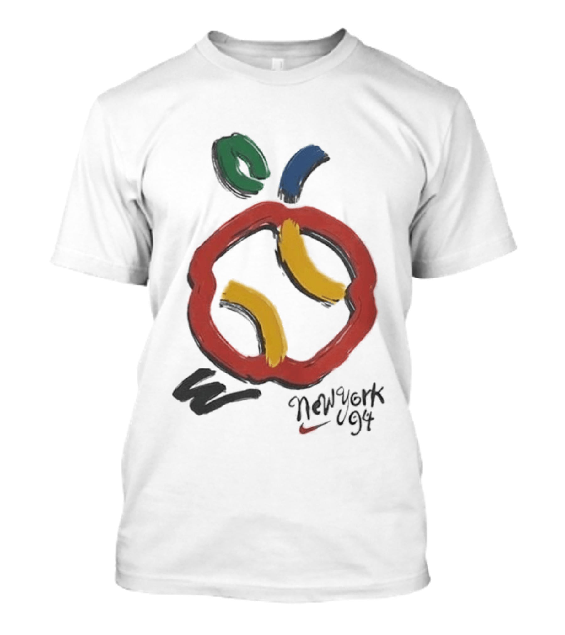 New York 94 Apple With Nike Swoosh And Abstract T-Shirt
