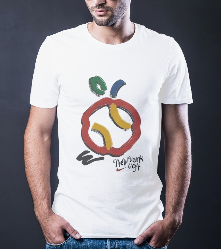 New York 94 Apple With Nike Swoosh And Abstract T-Shirt