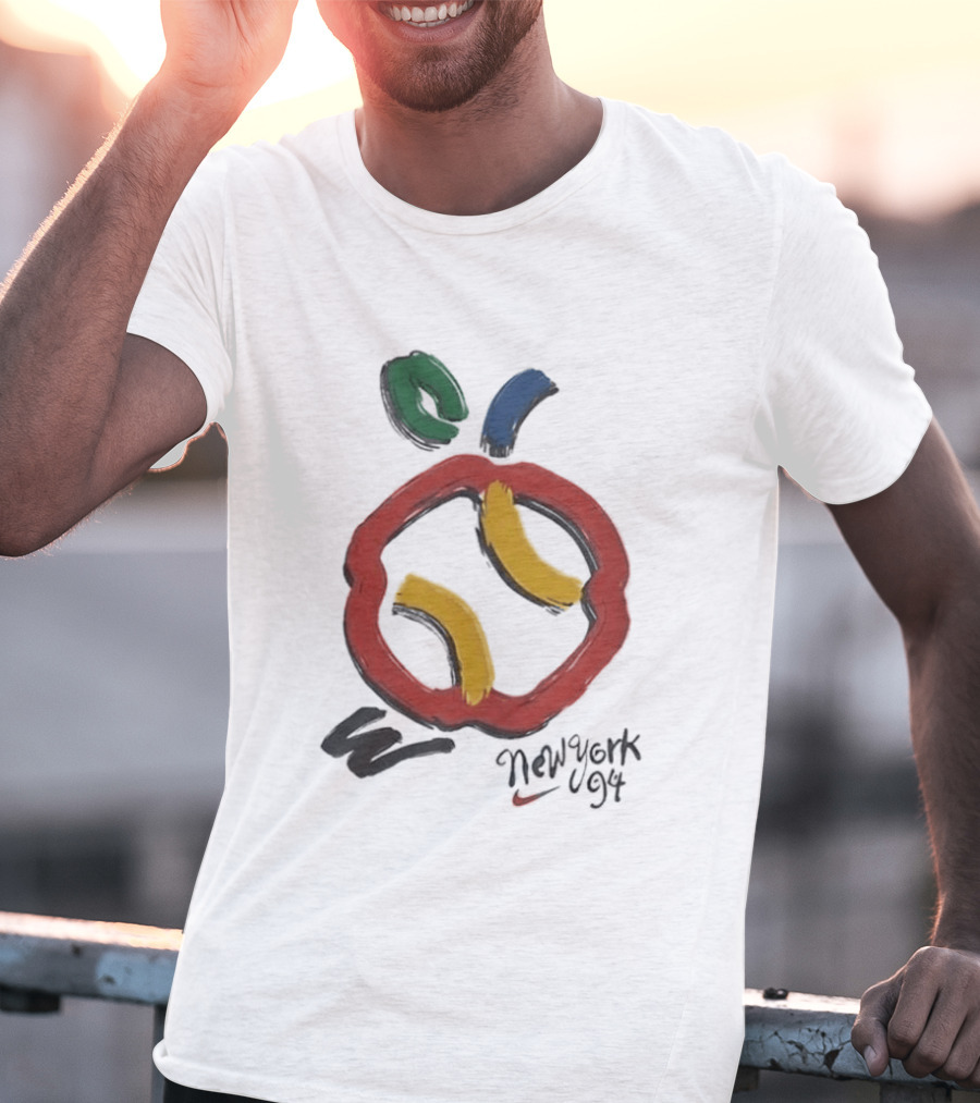 New York 94 Apple With Nike Swoosh And Abstract T-Shirt