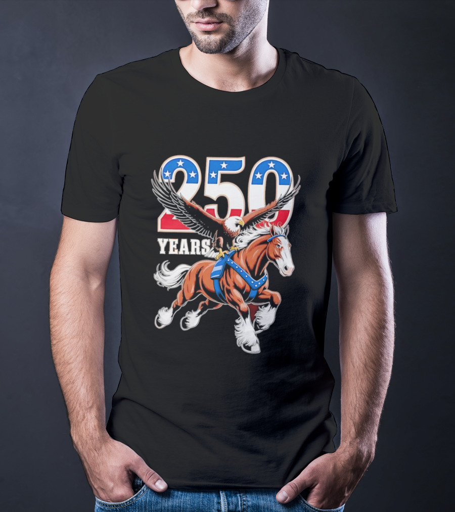 250 Years American Eagle Horse Patriotic Celebration T-Shirt