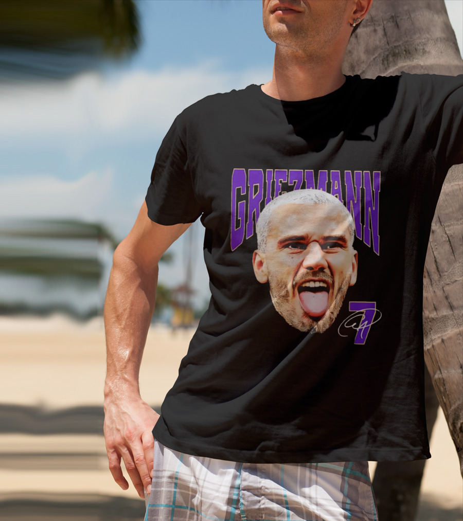 Antoine Griezmann Expression Purple Text Number 7 T-Shirt