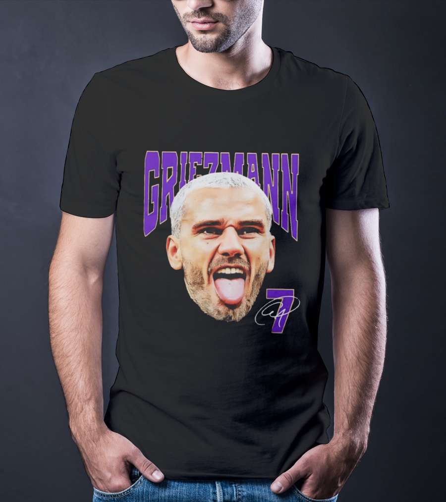 Antoine Griezmann Expression Purple Text Number 7 T-Shirt