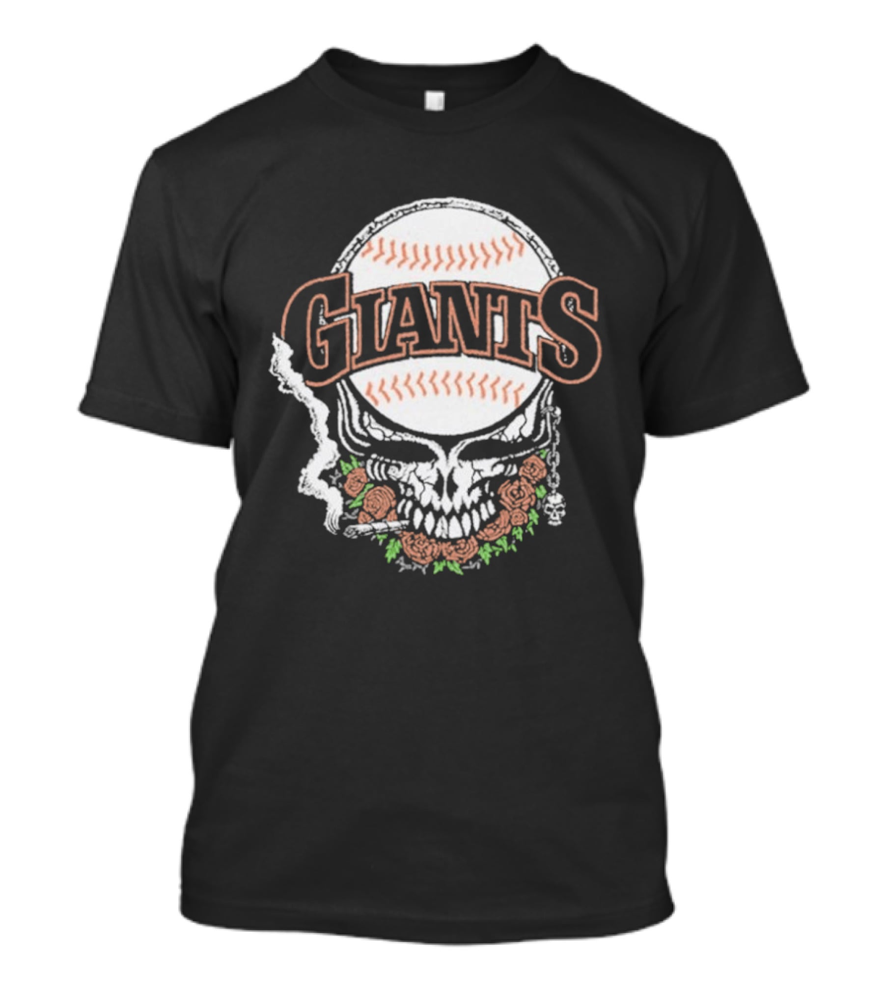 Giant Deadhead Baseball Skull Floral T-Shirt
