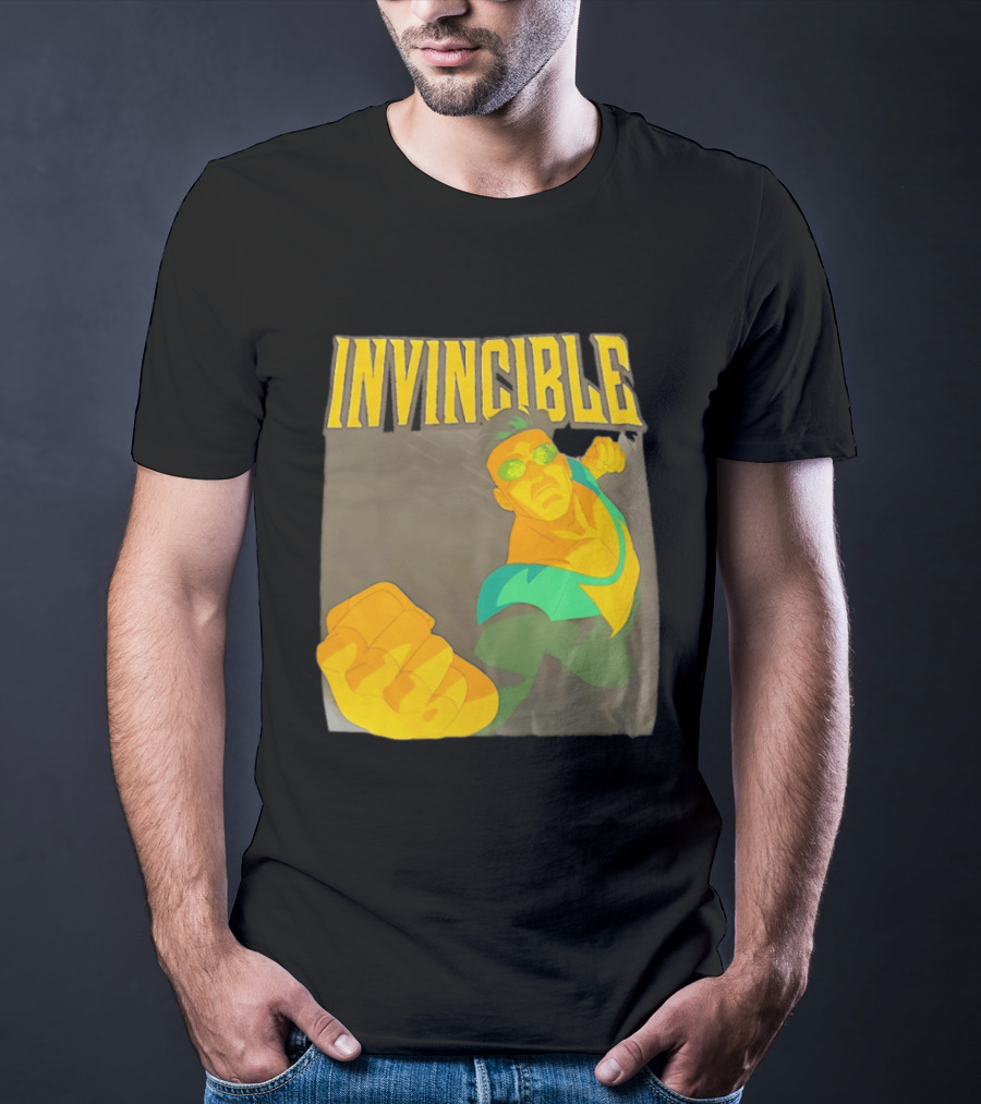 Invincible Superhero Bold Fist Action Pose T-Shirt