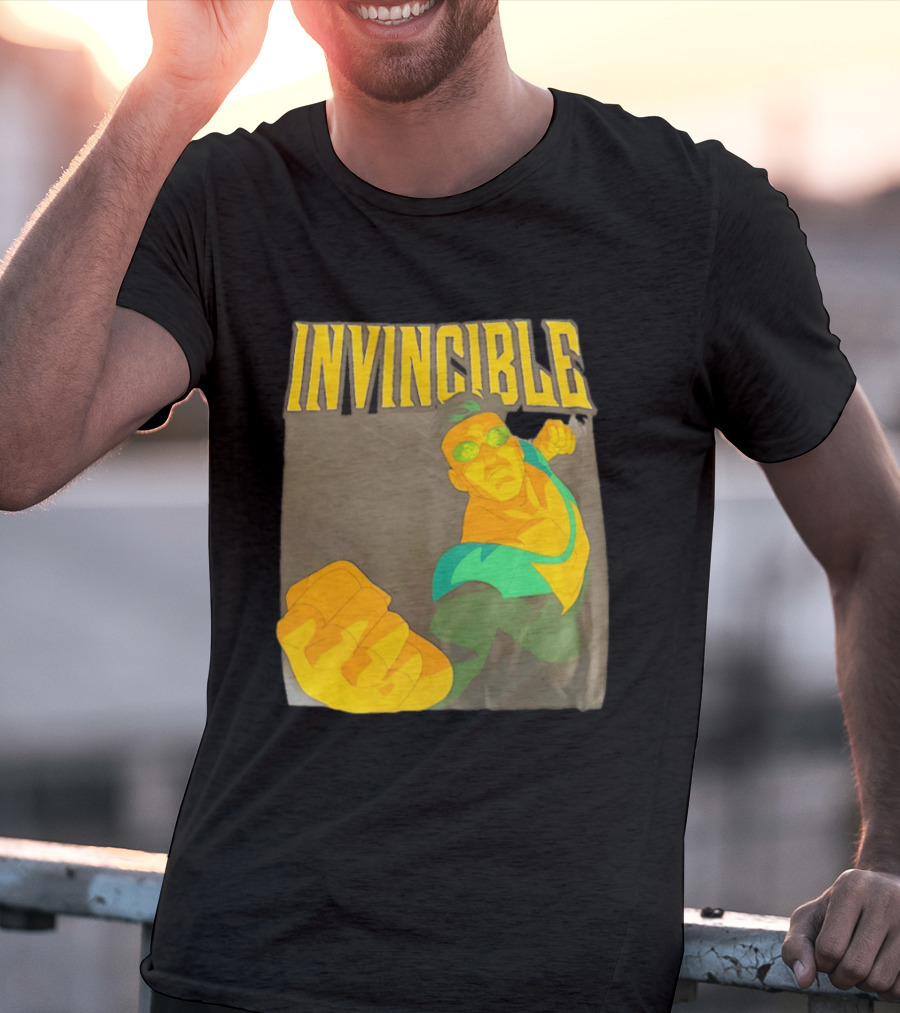 Invincible Superhero Bold Fist Action Pose T-Shirt
