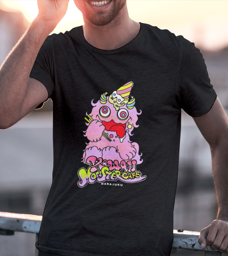 Kawaii Monster Cafe Harajuku Pink Fluffy Creature Fun T-Shirt