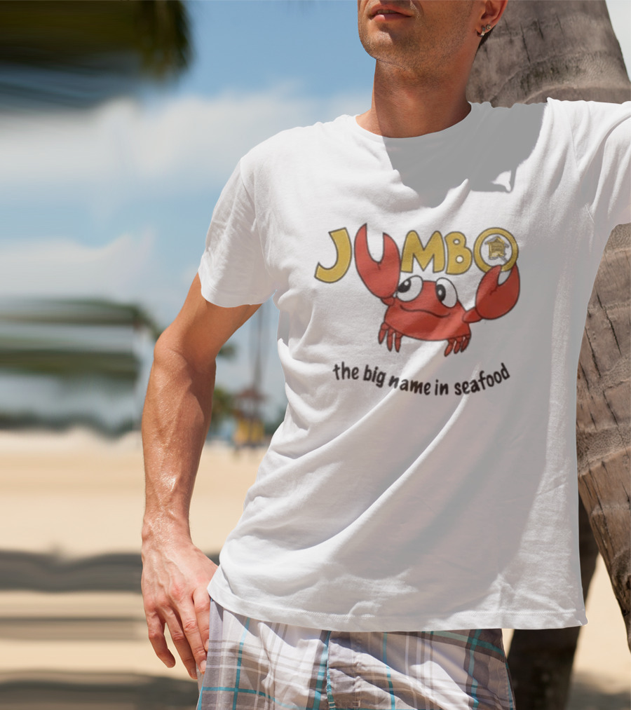 Jumbo The Big Name In Seafood Red Crab Cartoon T-Shirt