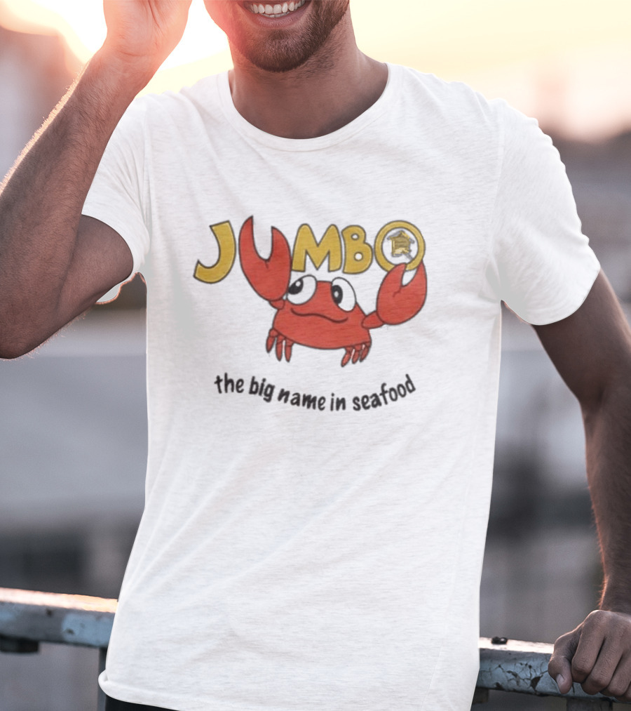 Jumbo The Big Name In Seafood Red Crab Cartoon T-Shirt
