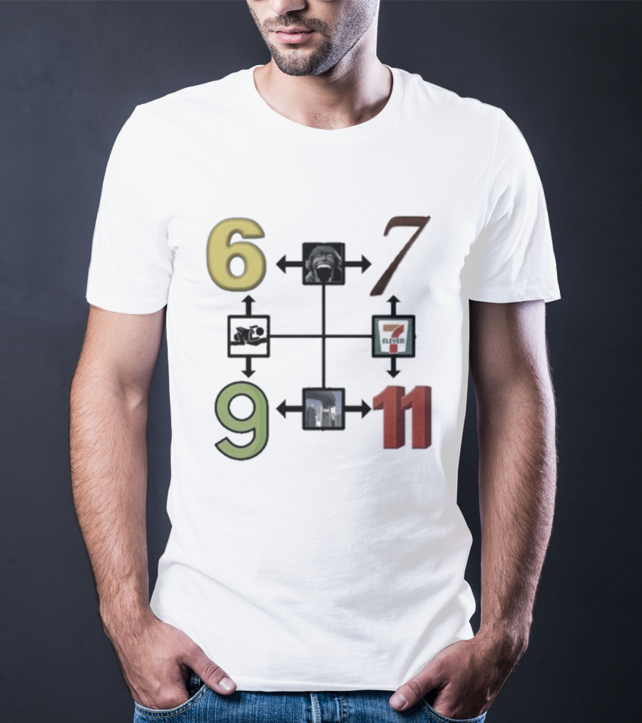 Six Seven Nine Eleven Numbers With Arrows T-Shirt