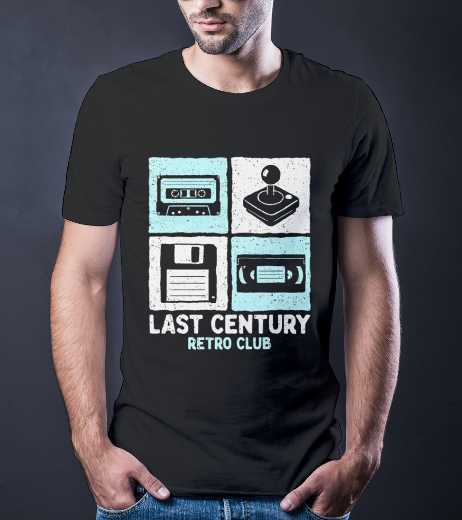 Last Century Retro Club Cassette Tape Joystick Floppy Disk Video Tape T-Shirt