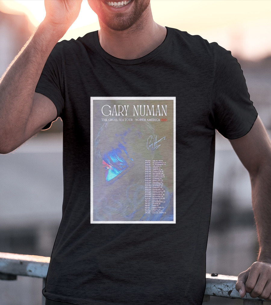Gary Numan The Cruel Sea Tour North America 2026 Signed T-Shirt