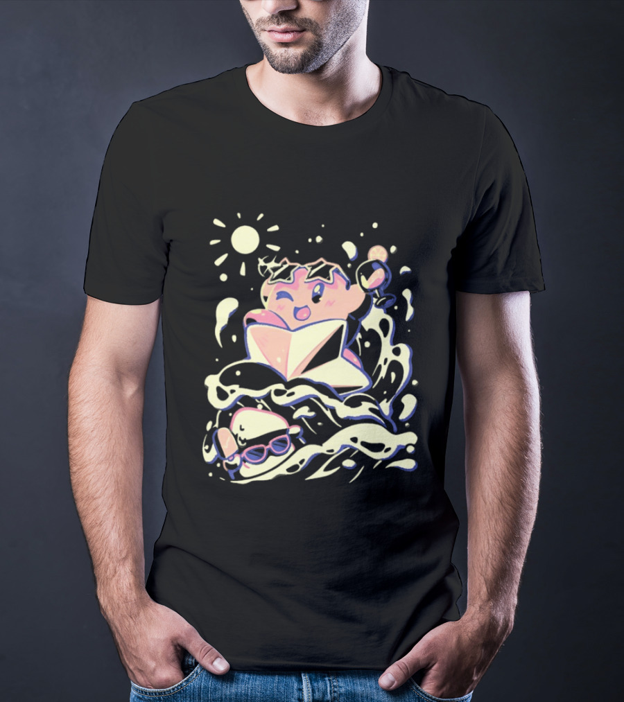 Kirby Ride The Wave Star Sunglasses And Surf Adventure T-Shirt