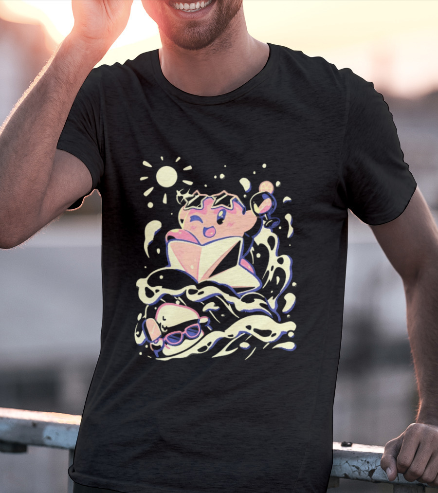 Kirby Ride The Wave Star Sunglasses And Surf Adventure T-Shirt