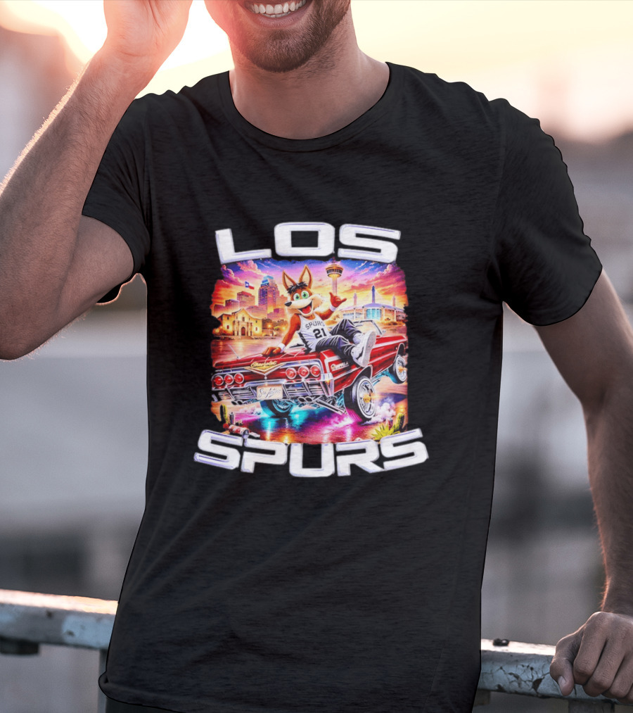 Los Spurs Coyote 21 LowRider San Antonio Skyline T-Shirt