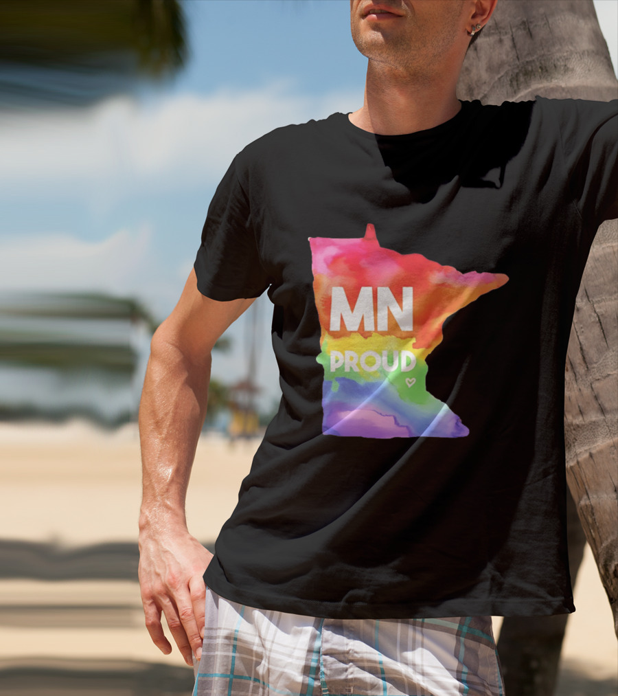 MN Proud Rainbow Heart Minnesota Map T-Shirt