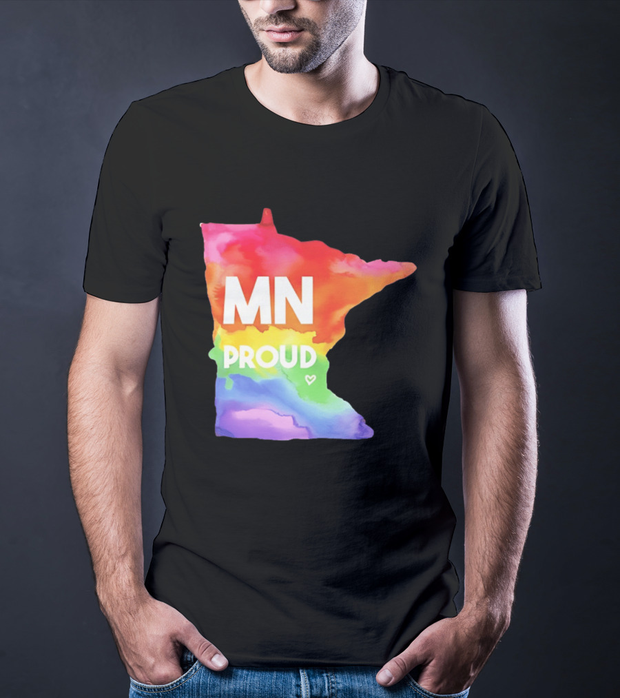 MN Proud Rainbow Heart Minnesota Map T-Shirt