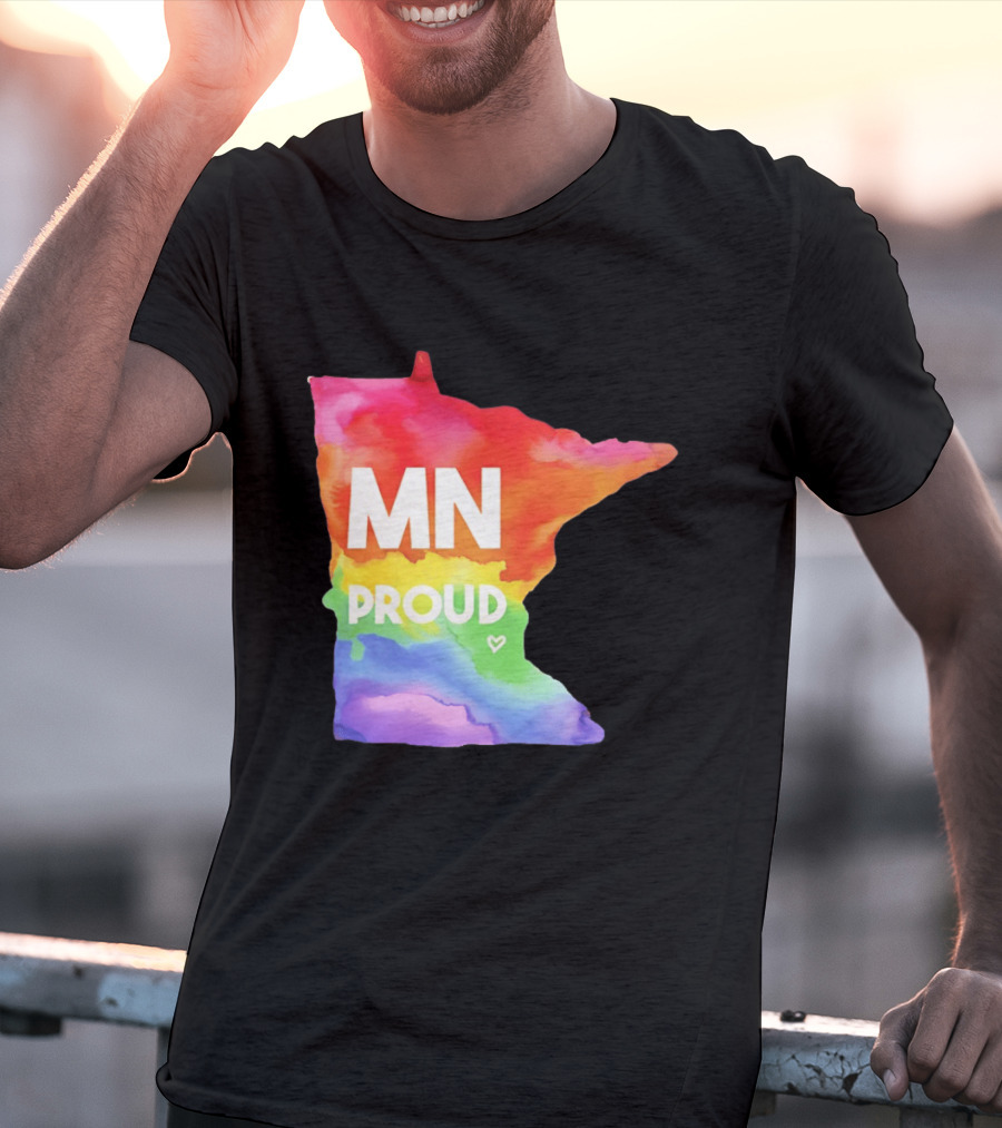 MN Proud Rainbow Heart Minnesota Map T-Shirt