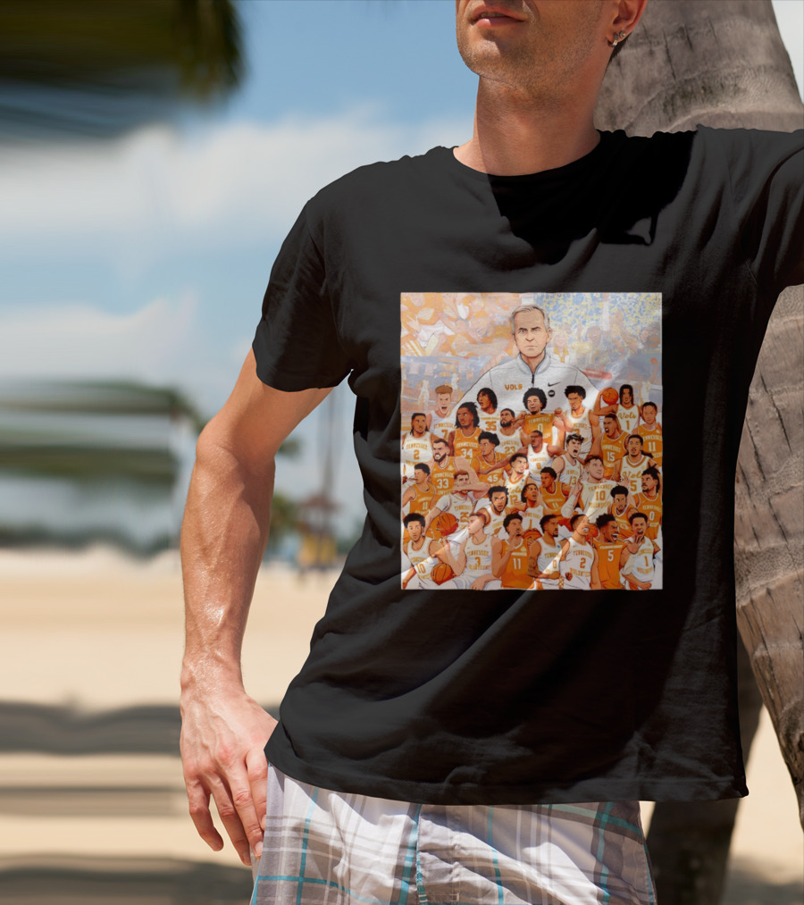 Tennessee Volunteers Basketball Team Illustration Coach Vols Players T-Shirt