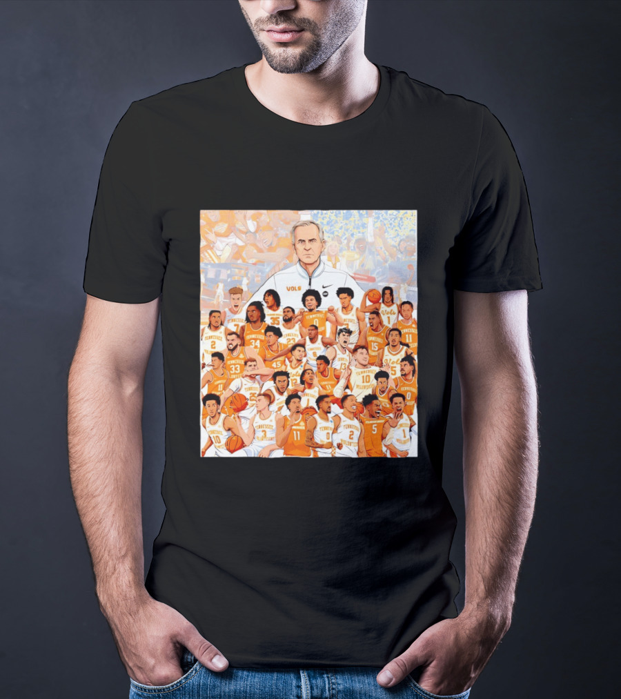 Tennessee Volunteers Basketball Team Illustration Coach Vols Players T-Shirt