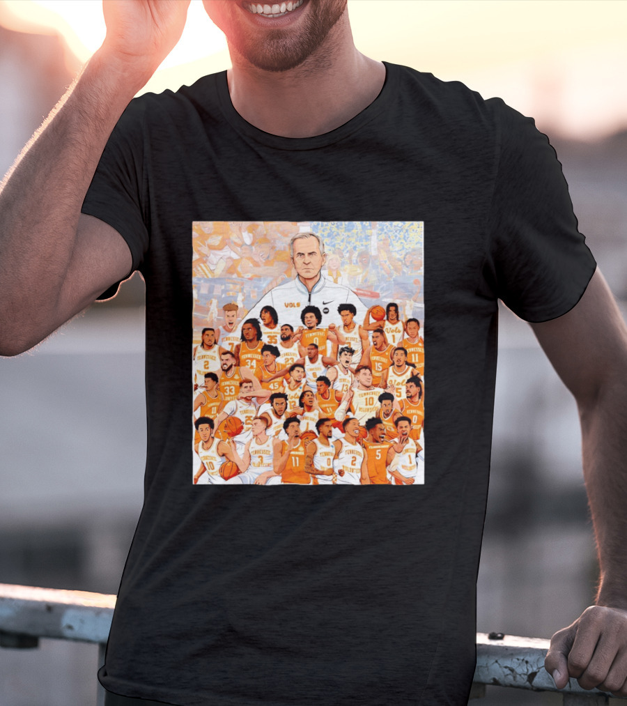 Tennessee Volunteers Basketball Team Illustration Coach Vols Players T-Shirt