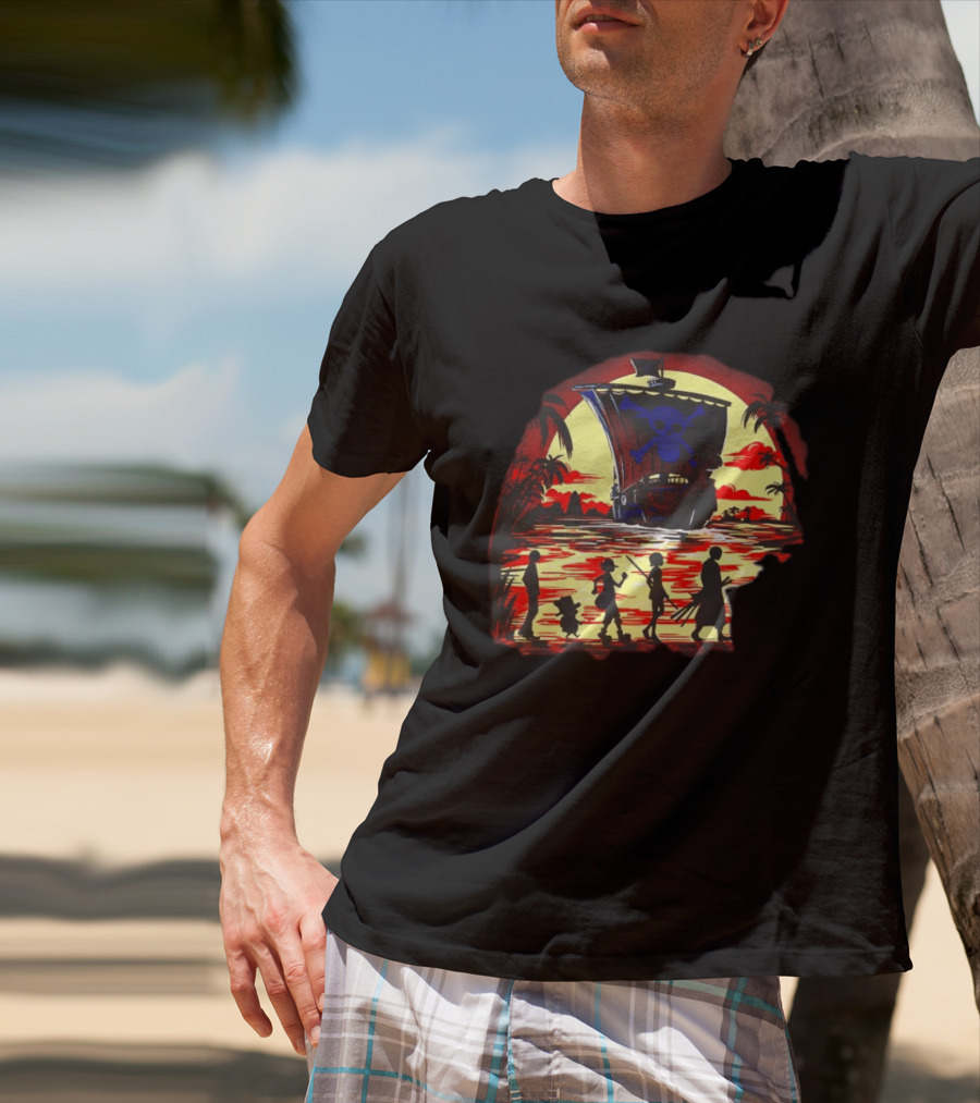 Fellowship Straw Hat Pirates Going Merry Sunset Adventure T-Shirt