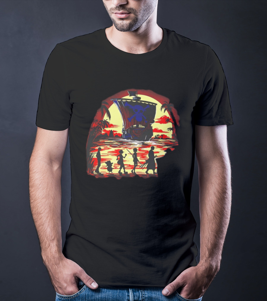 Fellowship Straw Hat Pirates Going Merry Sunset Adventure T-Shirt