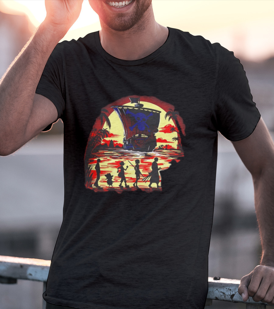 Fellowship Straw Hat Pirates Going Merry Sunset Adventure T-Shirt