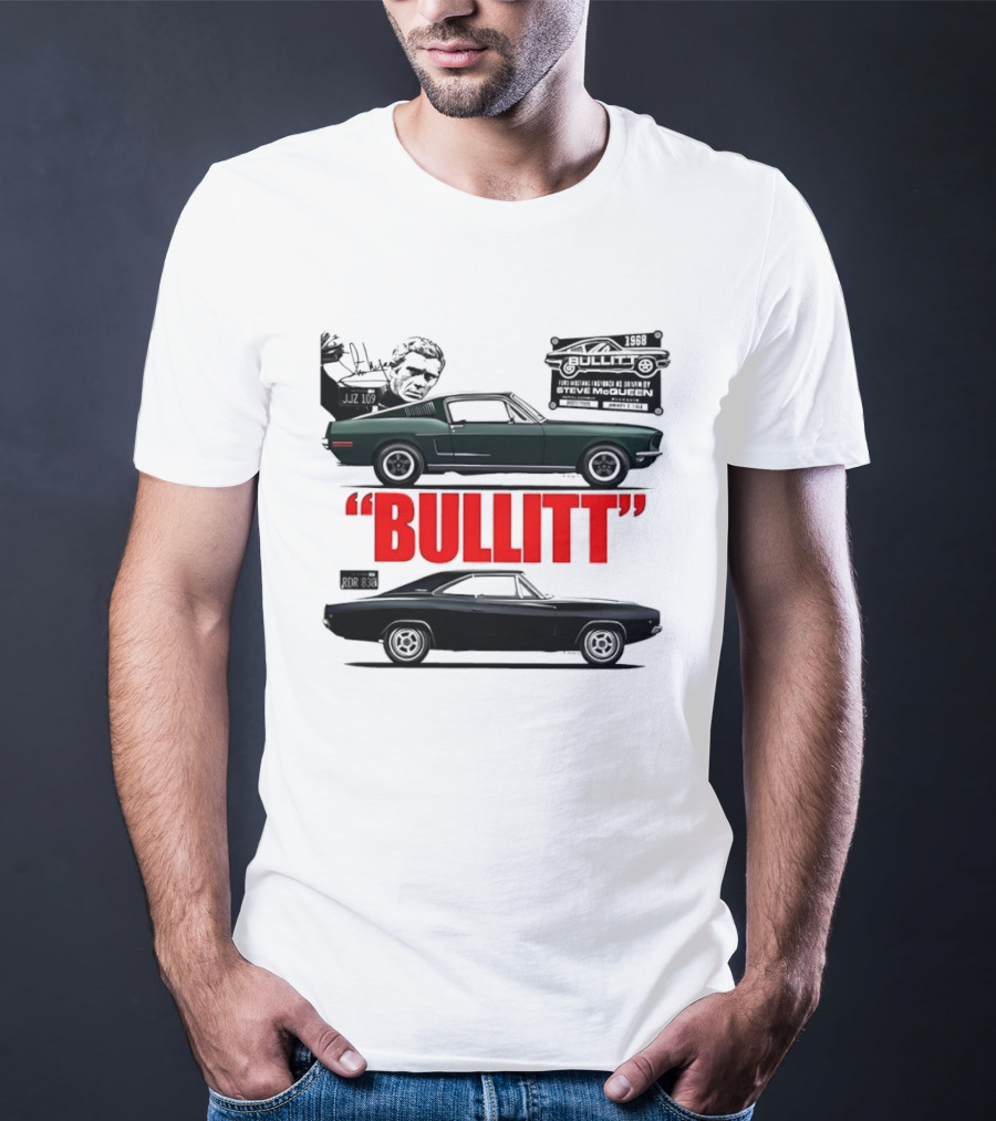 Bullitt 1968 Frank Bullitt Ford Mustang GT Green Highland Dodge Charger T-Shirt