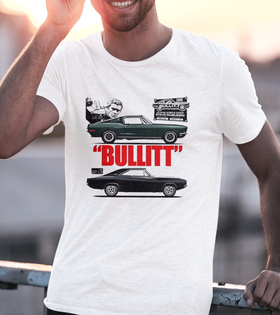 Bullitt 1968 Frank Bullitt Ford Mustang GT Green Highland Dodge Charger T-Shirt