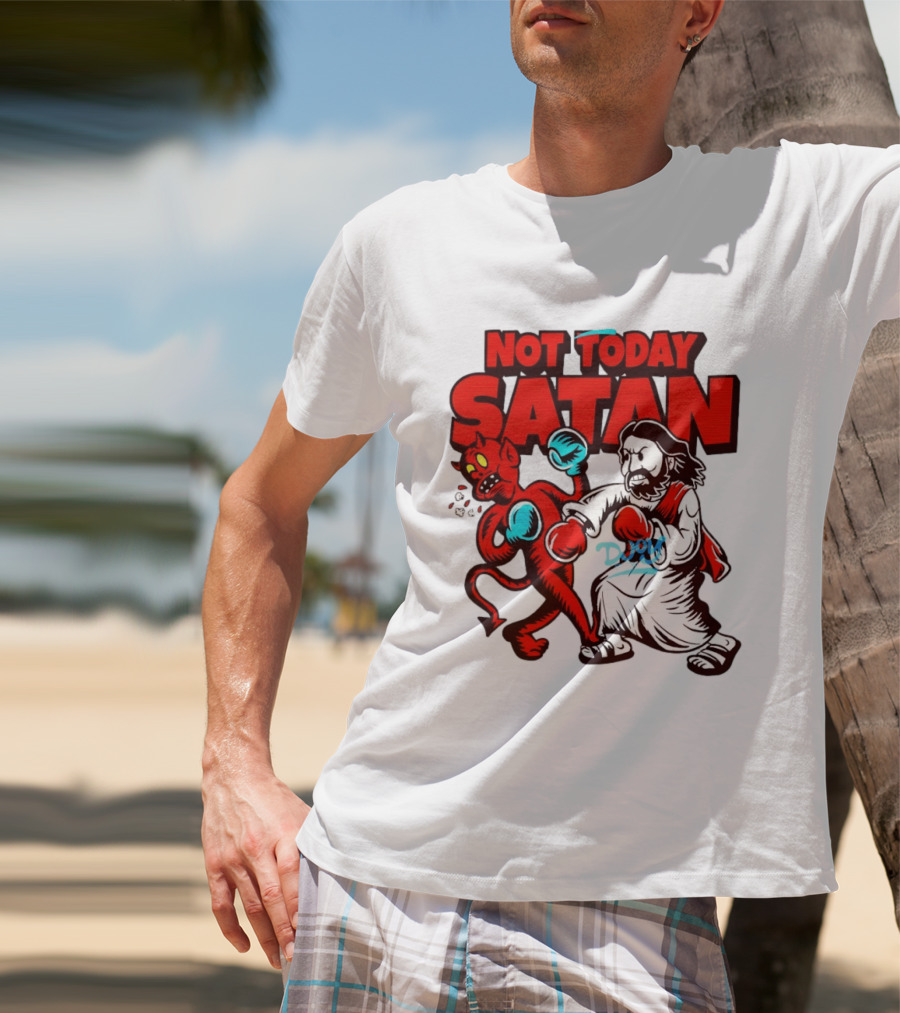 Not Today Satan God Versus Devil Boxing Match T-Shirt